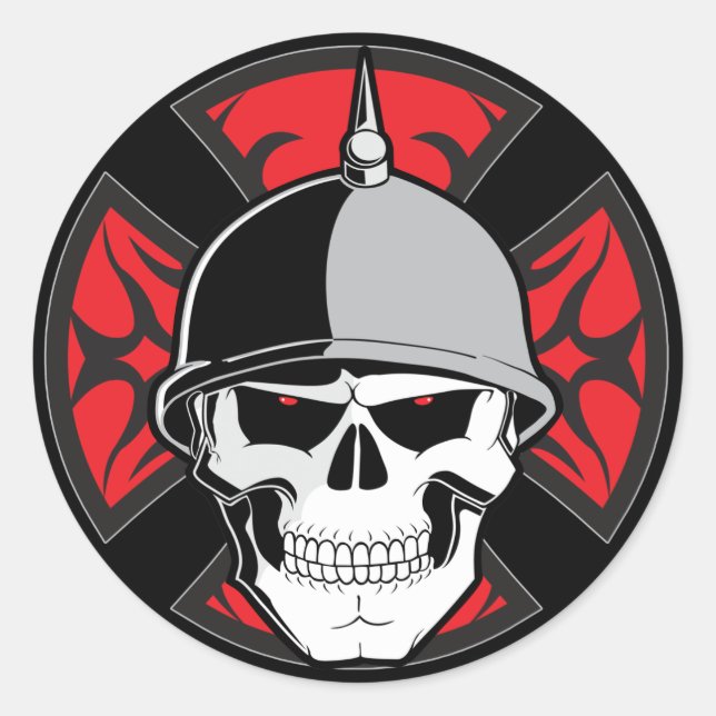 Sticker Rond Crâne de la croix ronde tribale (Devant)