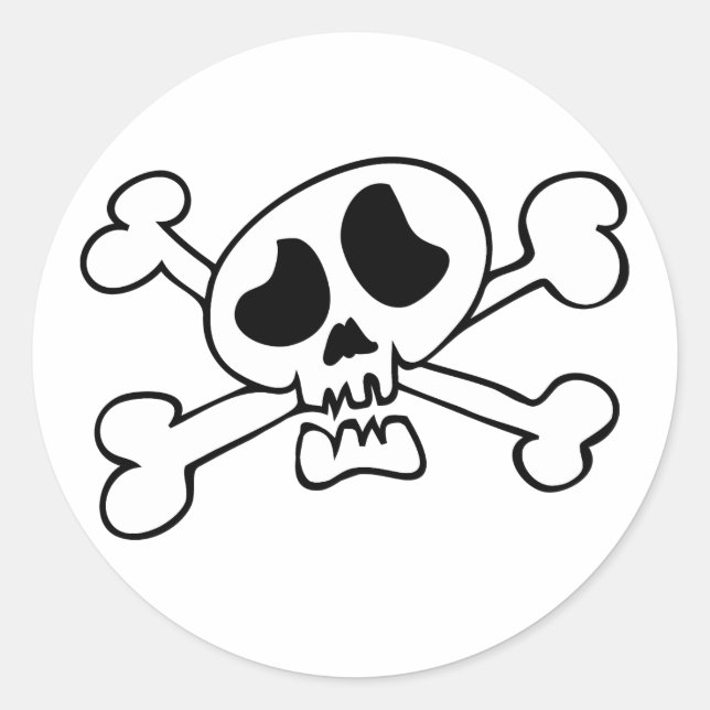 Sticker Rond Crâne de la tête de dessin (Devant)