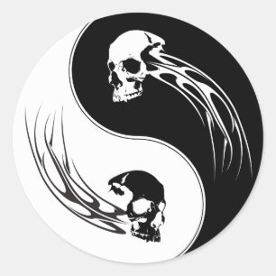 Sticker Rond Crâne de la tribu Yin Yang