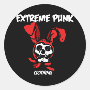 Sticker Rond Crâne de lapin à punk extrême