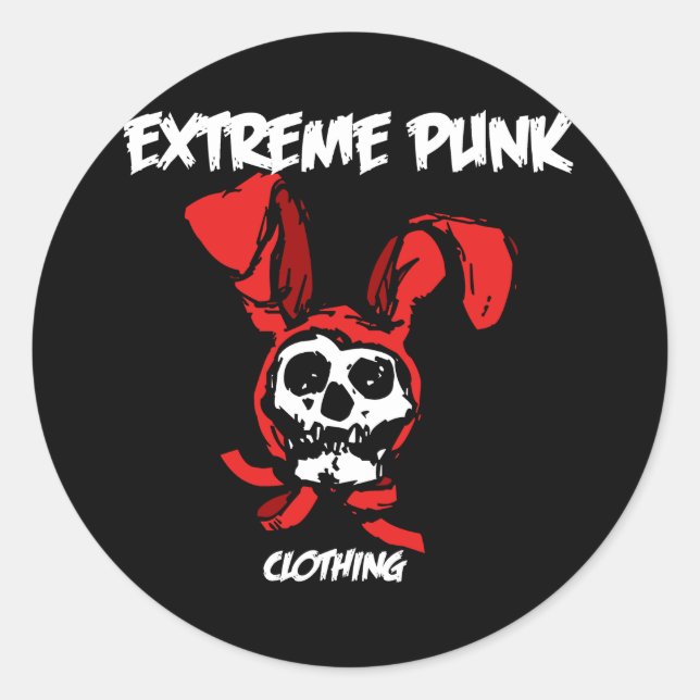 Sticker Rond Crâne de lapin à punk extrême (Devant)