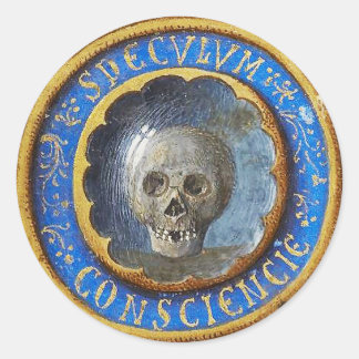 Sticker Rond Crâne de manuscrit médiéval tardif