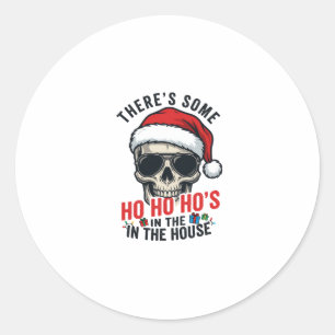 Sticker Rond Crâne de Noël Ho Ho Ho Humour Design