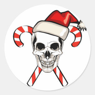 Sticker Rond Crâne de Père Noël