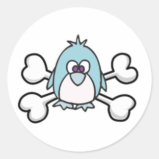 Sticker Rond crâne de pingouin et os croisés