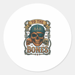 Sticker Rond Crâne de pirate Bad Bones Bandana Corde Os croisés
