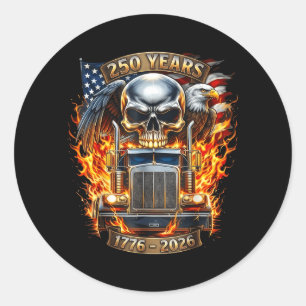 Sticker Rond Crâne de routier patriotique semi-remorque drapeau
