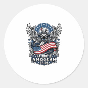 Sticker Rond Crâne de serpent patriotique Liberté Bête Hybride