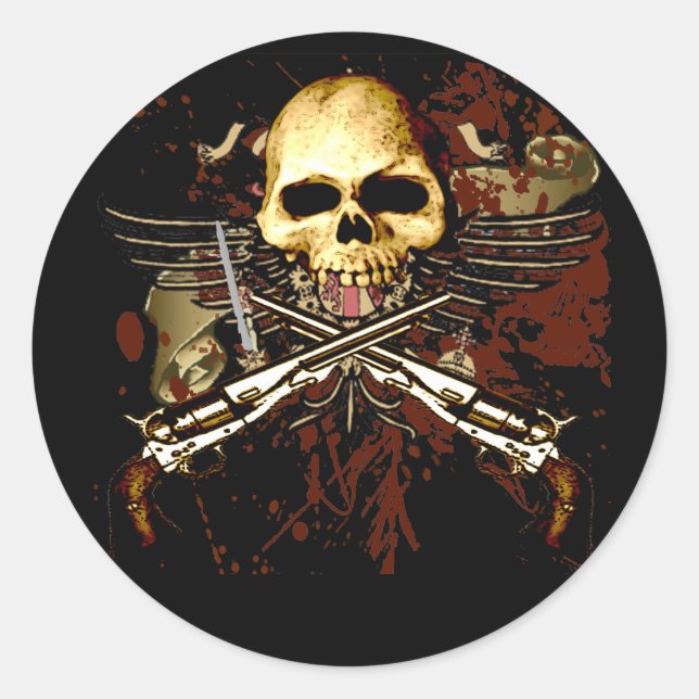 Sticker Rond Crâne de Sixgun (Devant)