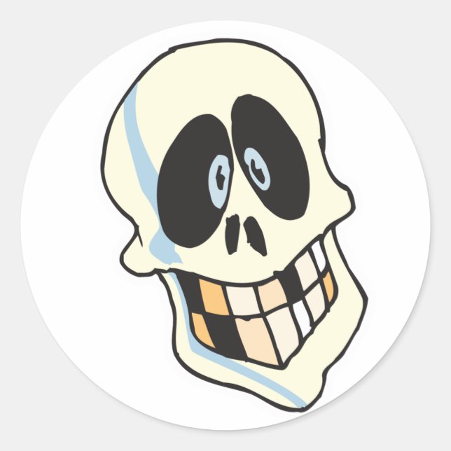 Sticker Rond crâne de squelette souriant drôle (Devant)