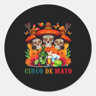 Sticker Rond Crâne de sucre cinco de mayo fête mexicaine