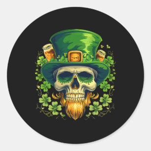 Sticker Rond Crâne de sucre St Patrick Jour de l'Irlandais Crân