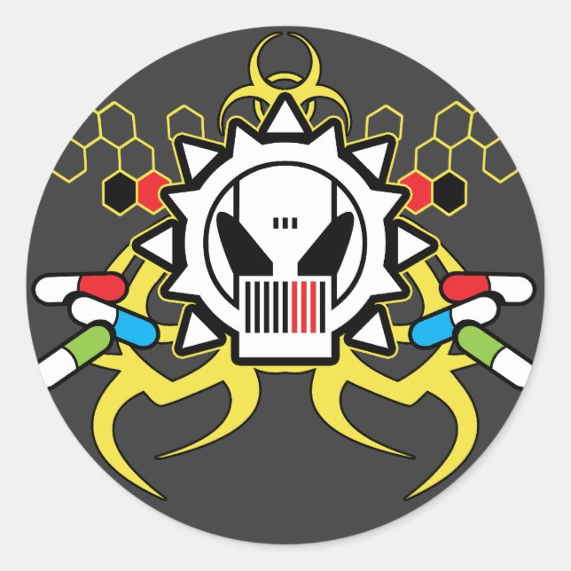 Sticker Rond Crâne de technologie de bioaléa (Devant)