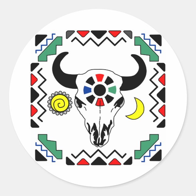 Sticker Rond Crâne de vache indienne (Devant)
