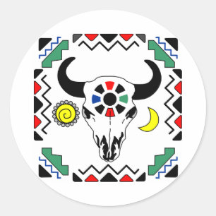 Sticker Rond Crâne de vache indienne
