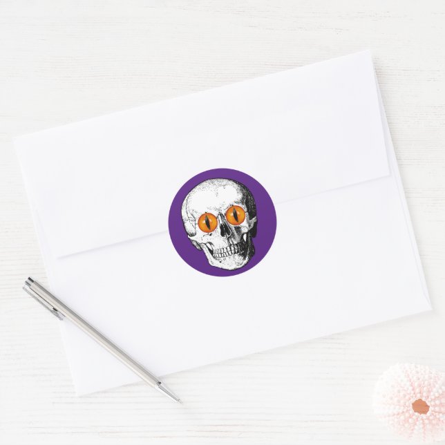 Sticker Rond Crâne Demon Eyed (Enveloppe)