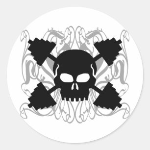 Sticker Rond Crâne d'haltérophilie