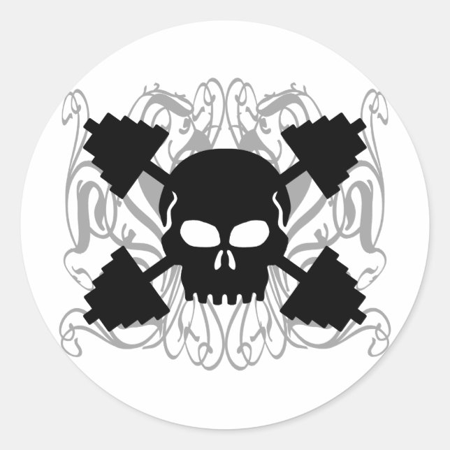 Sticker Rond Crâne d'haltérophilie (Devant)