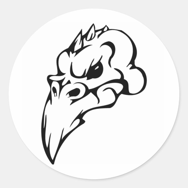 Sticker Rond Crâne d'oiseaux (Devant)