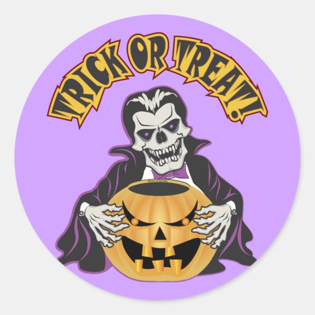 Sticker Rond Crâne Dracula (Devant)