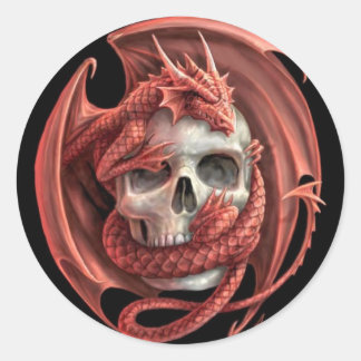 Sticker Rond Crâne dragon