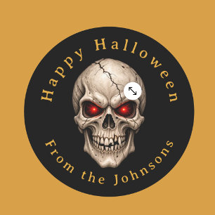 Sticker Rond Crâne Effrayant Halloween Personnalisé