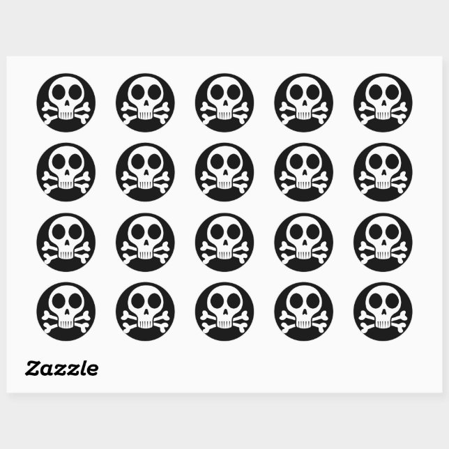 Sticker Rond Crâne éffrayant sur un arrière - plan noir (Feuille)