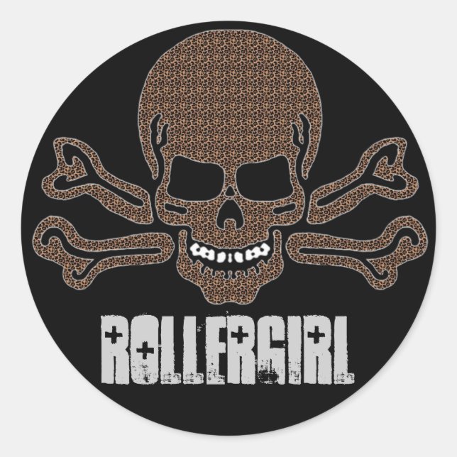 Sticker Rond Crâne empreinte de léopard et os croisés (Devant)