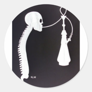 Sticker Rond Crâne et épine avec Hookah