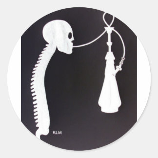 Sticker Rond Crâne et épine avec Hookah