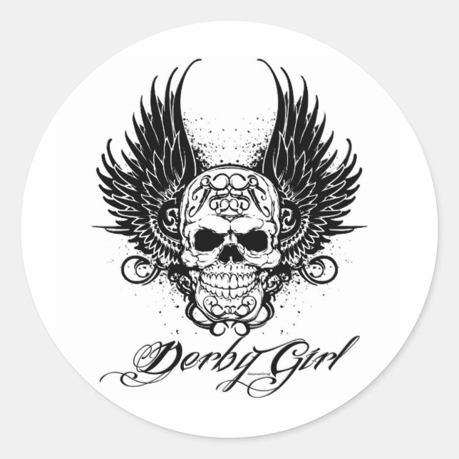 Sticker Rond Crâne et fille Derby (Devant)