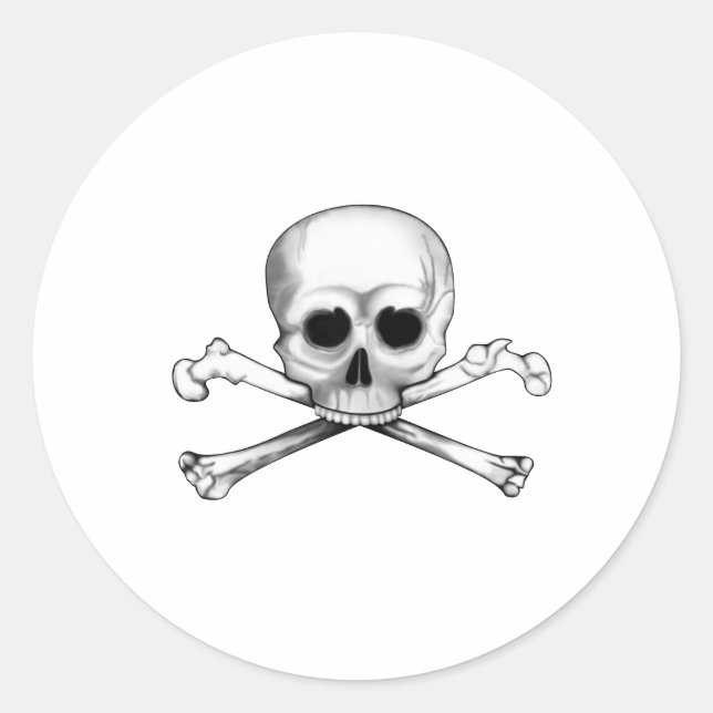 Sticker Rond Crâne et os croisés (Devant)
