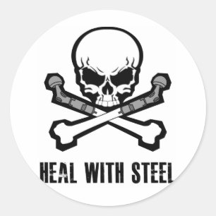 Sticker Rond Crâne et os croisés