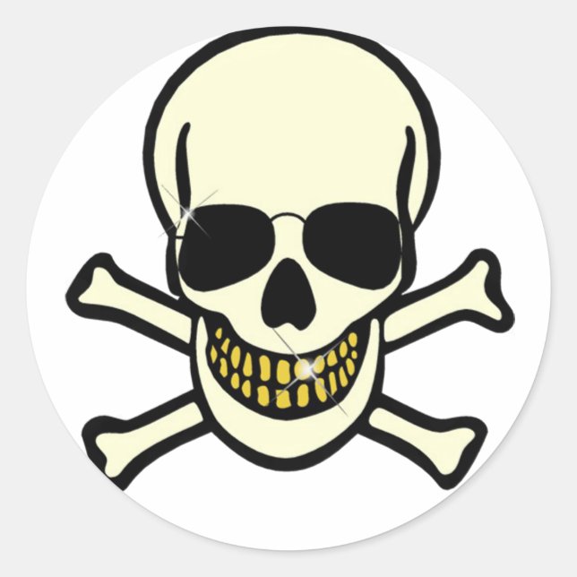 Sticker Rond Crâne et os croisés (Devant)