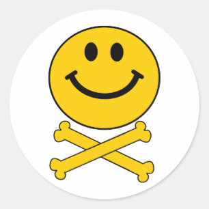 Sticker Rond crâne et os croisés