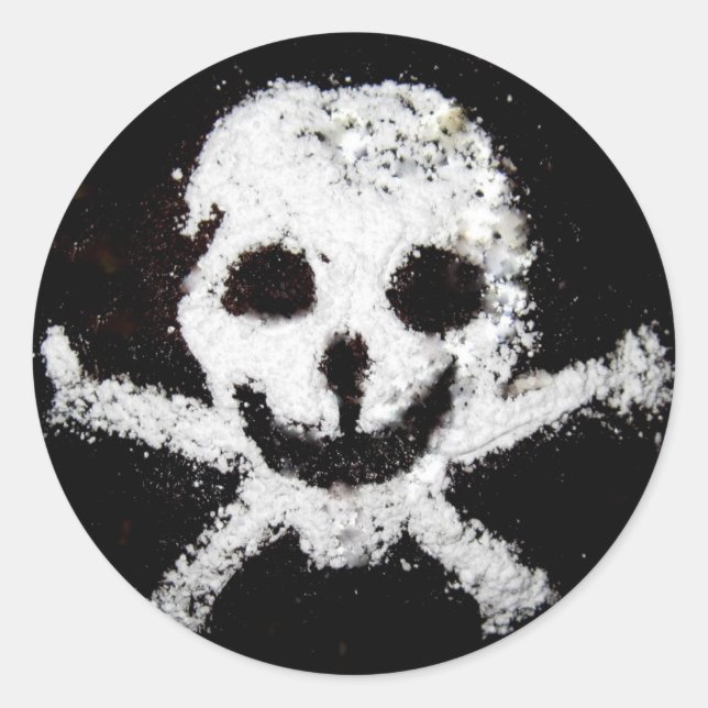 Sticker Rond Crâne et os croisés (Devant)