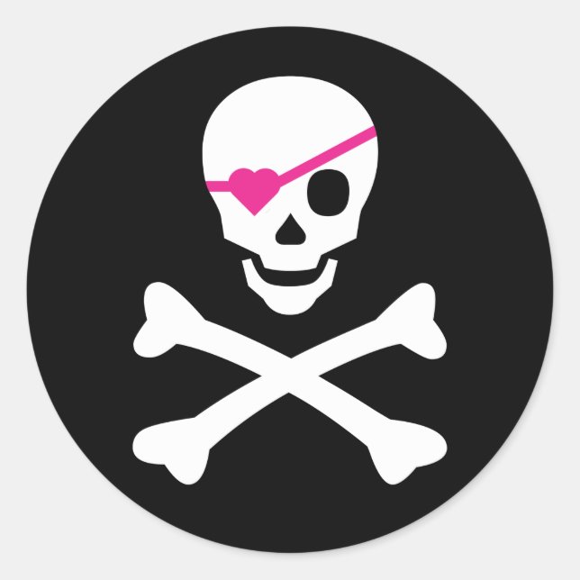 Sticker Rond Crâne et os croisés (Devant)