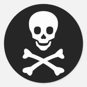 Sticker Rond Crâne et os croisés