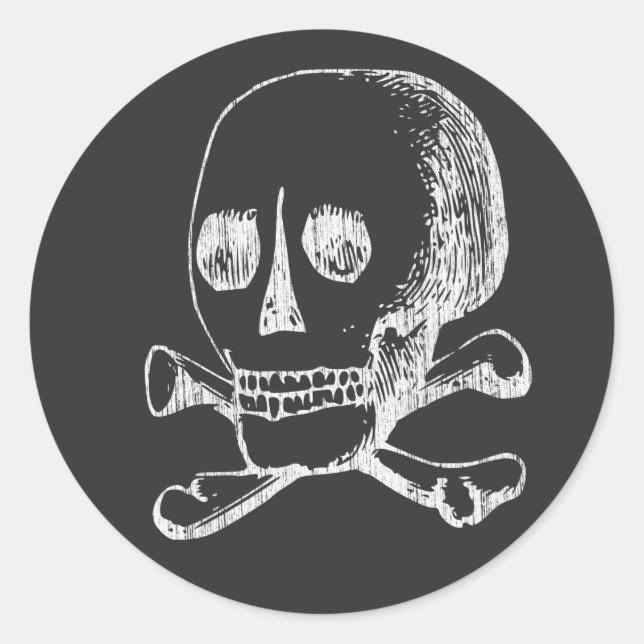 Sticker Rond Crâne et Os Croisés Anglés (Devant)