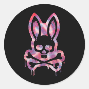Sticker Rond Crâne et os croisés D Lapin Horreur Bunny H