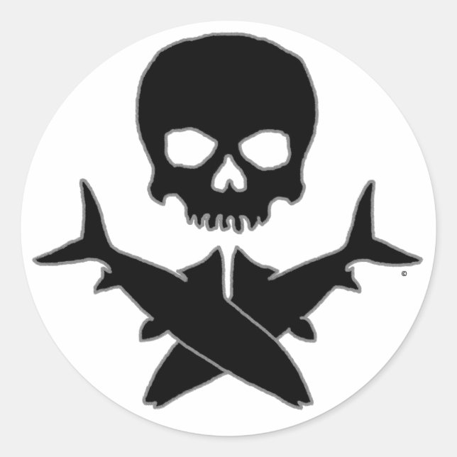 Sticker Rond Crâne et os croisés par Patternwear© (Devant)