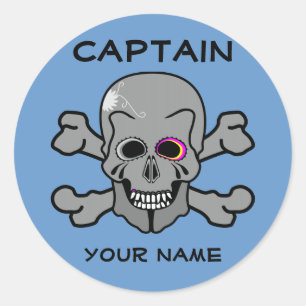 Sticker Rond Crâne et os croisés personnalisés