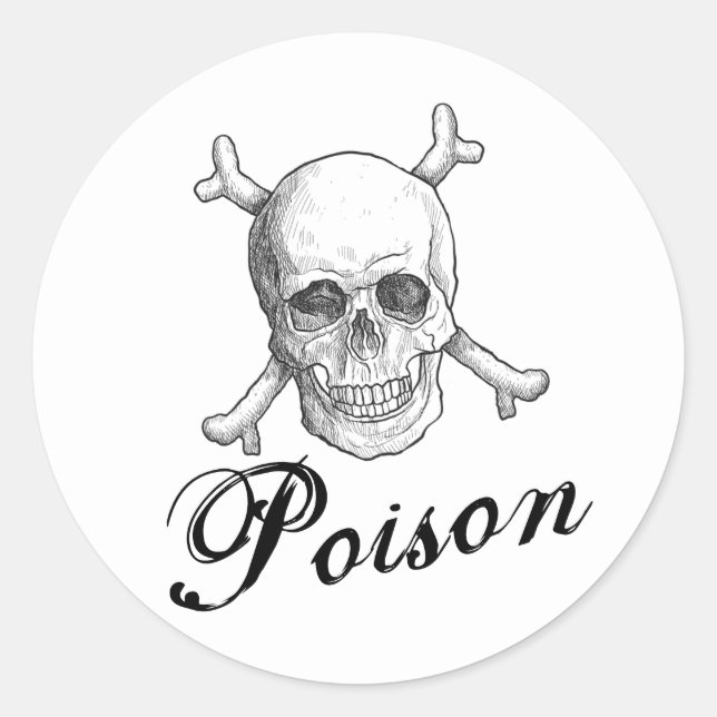 Sticker Rond Crâne et os de poison d'Halloween (Devant)
