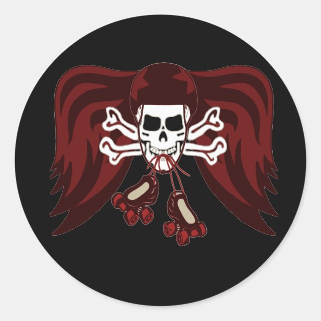 Sticker Rond crâne et patins (Devant)