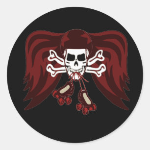 Sticker Rond crâne et patins