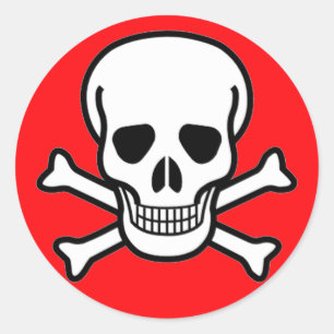 Sticker Rond Crâne et pirate d'os croisés
