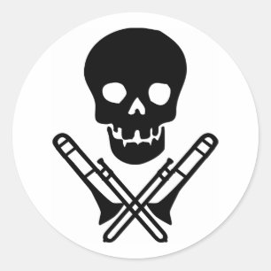 Sticker Rond crâne et trombones