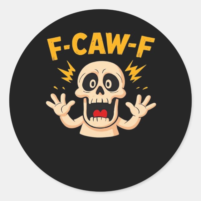 Sticker Rond Crâne F-Caw-F d'Halloween (Devant)