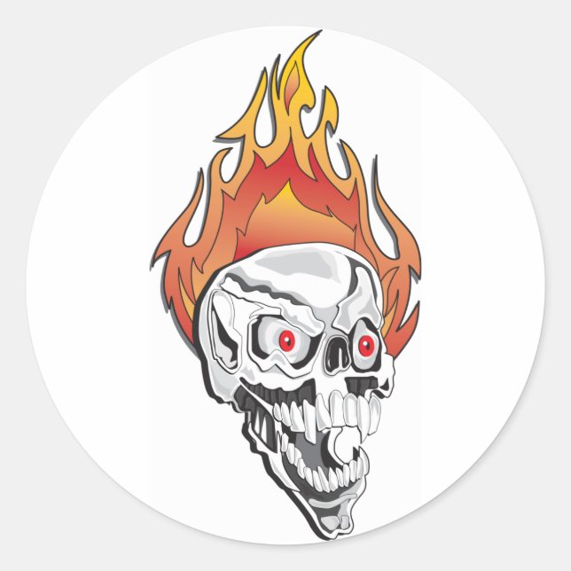 Sticker Rond Crâne flamboyant (Devant)