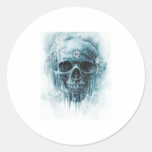 Sticker Rond Crâne gelé d'hiver